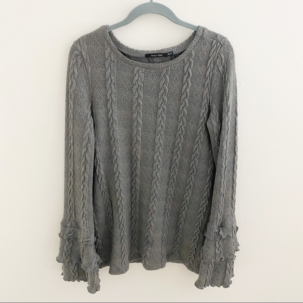 Doe & Rae Grey Sweater with Bell Sleeves